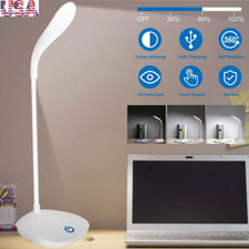 Dimmable LED Desk Light Touch Sensor Table Bedside Reading Lamp USB Rechargeable