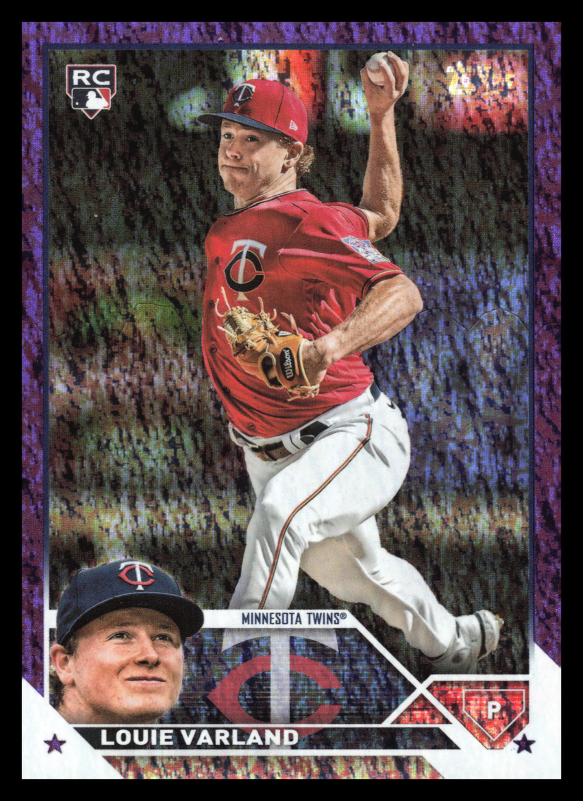 2023 Topps Series 2 Louie Varland #441 Purple Foilboard #'d /799 Rookie Twins