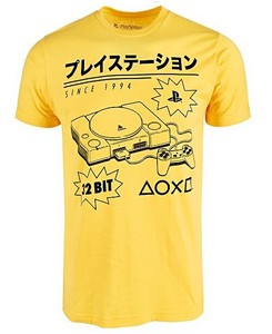 Playstation 32 Bit Japanese Playstation Graphic T Shirt Yellow Mens Small New Ebay