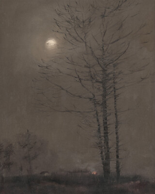1800s Midnight Landscape Painting Giclee Print on Fine Art Paper