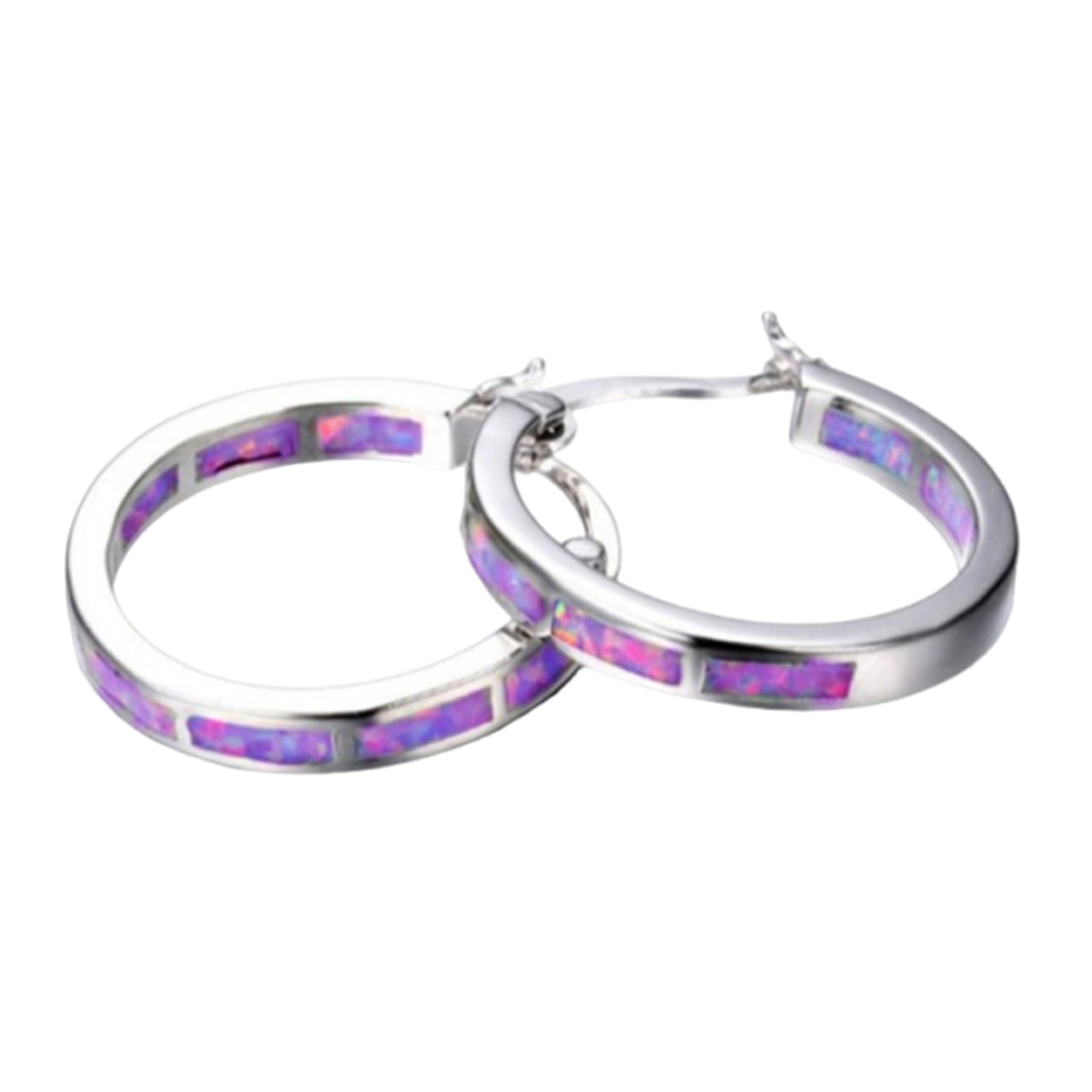 Elegant Lightweight Alloy Geometric Moonstone Hoop Earrings for Women-image