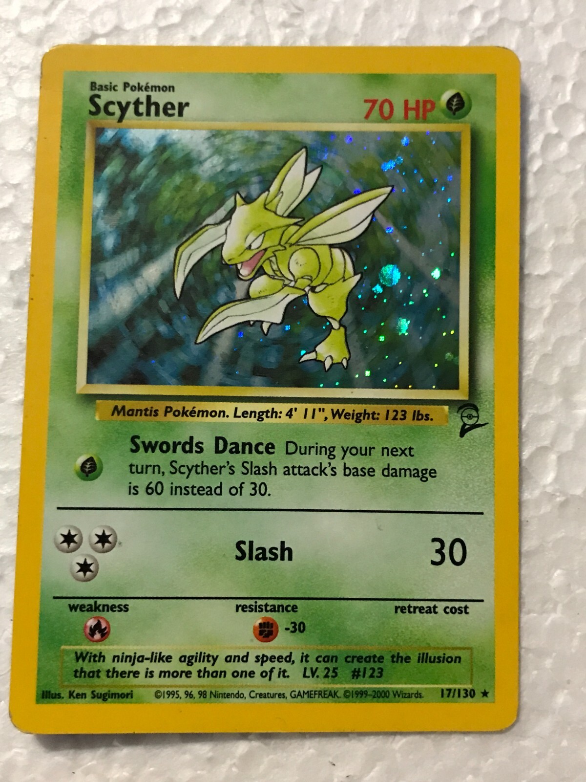 SCYTHER 17/130 - POKEMON - BASE SET II - HOLO RARE - UNPLAYED