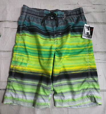 Mambo Striped Lined Australia Swim Trunks Pocket/Tie Boys Size M  10/12 NWT