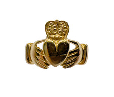 14K Yellow Gold Irish Claddagh Ring Band - SC046