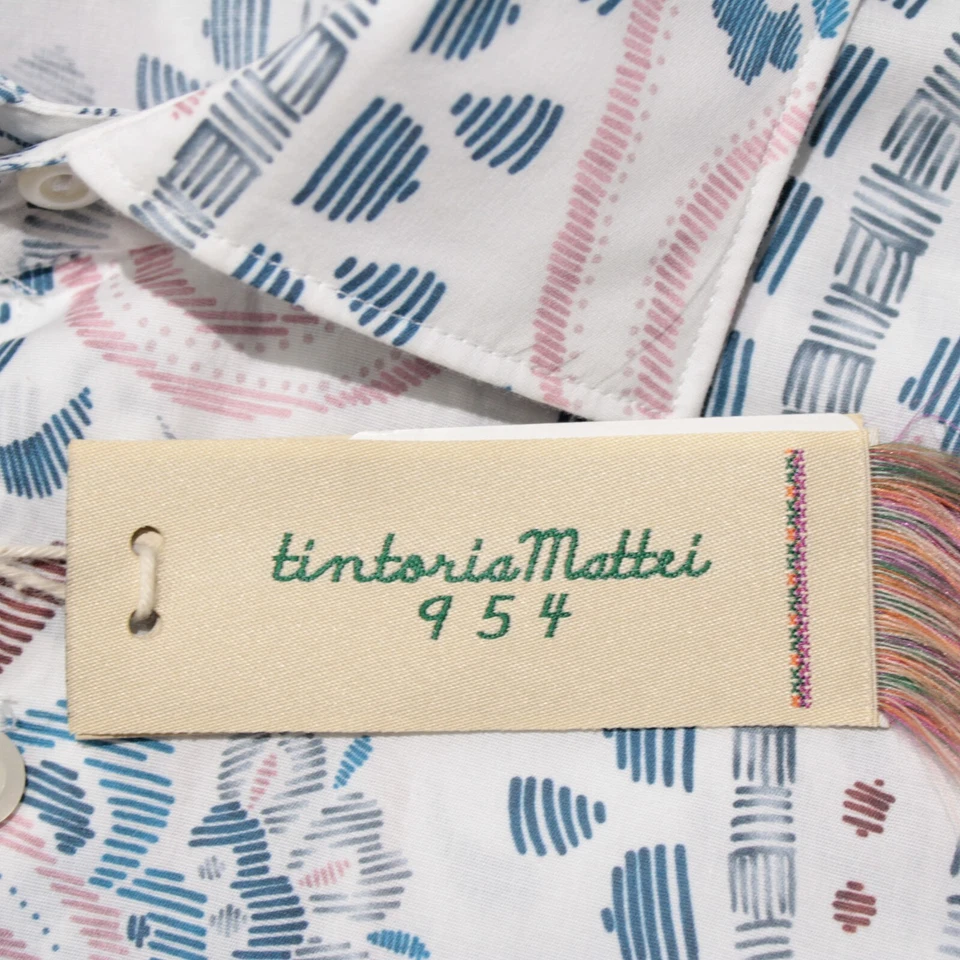 Camisa de vestir Tintoria Mattei nueva con etiquetas talla 46 18,5 en blanco/multicolor cachemira Foto 2 de 4