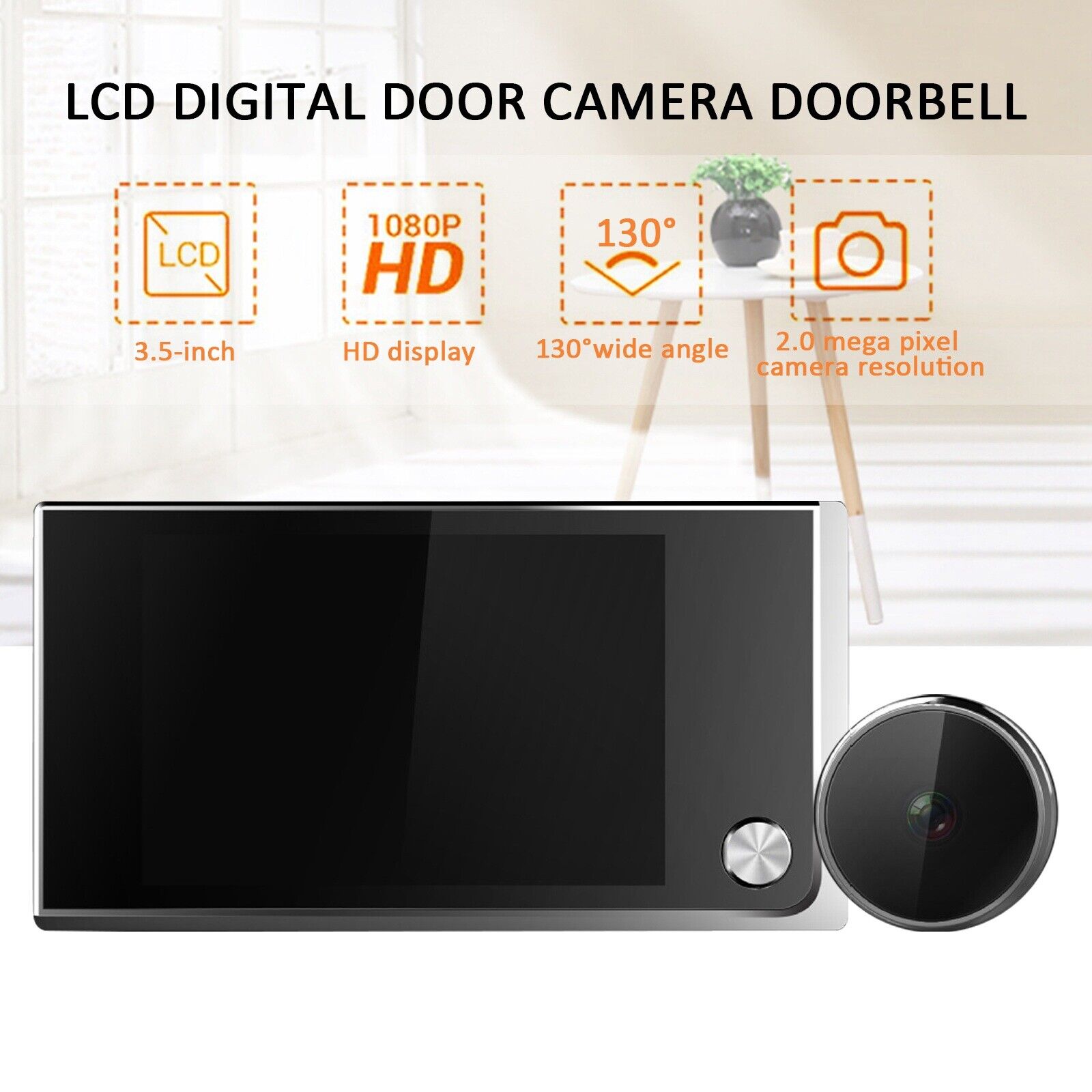 Peephole Video Intercom Doorbell Digital Smart Security Camera Door Viewer 3.5''