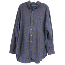 Ralph Lauren Mens XL Blake Shirt Blue Plaid Cotton Button Down Long Sleeve