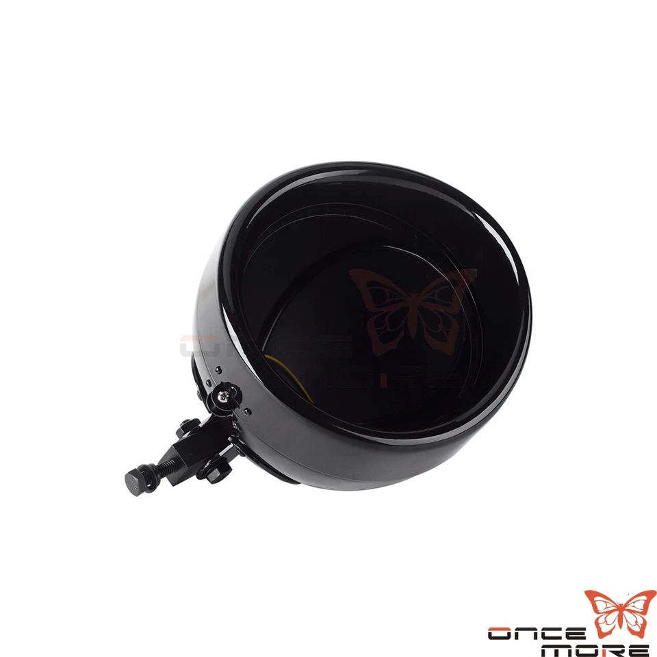 7" Round Headlight Housing Bulb Bucket For Harley Heritage Fat Boy Softail 86-14 - Image 4 of 4