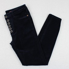 Anthropologie PILCRO Button Fly High-Rise Skinny Corduroy Jeans Women's 26 Navy