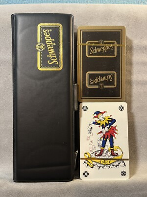 Vinyl Case & 2 Packs Promotional SCHWEPPES Playing Cards - SEALED