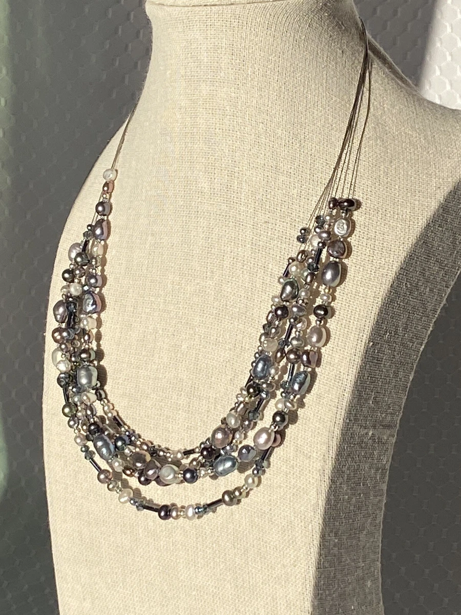 Coldwater Creek Multi Strand Real Baroque Pearl Necklace 18 eBay