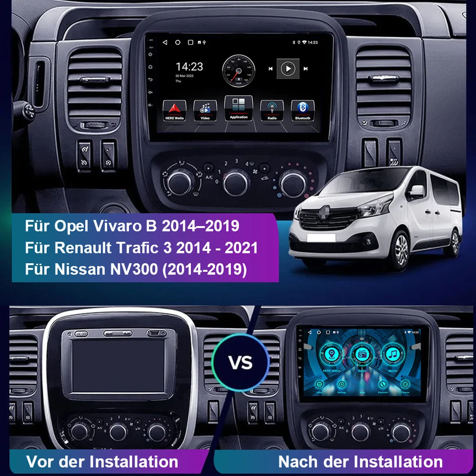Autoradio DAB+ Carplay Android 13 64G Kam Für Opel Vivaro B Renault Trafic NV300 - Bild 4 von 4