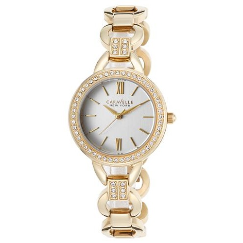 Caravelle Damenuhr S Edelstahlgehäuse und Armband weißes Zifferblatt gelb - 44 - Bild 1 von 1