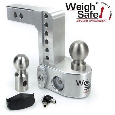 Weigh Safe WS6-2 Hitch 6'' Drop Tongue Weight Scale  2'' Shank 2'' & 2-5/16'' Ball