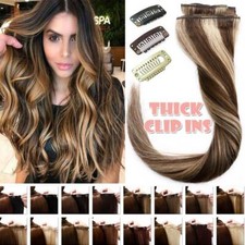 Highlight Double Weft Clip In Full Head Remy Human Hair Extensions 170G Grey US