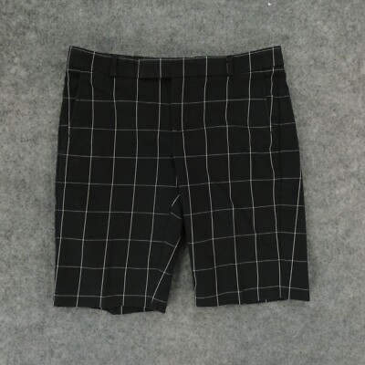 Banana Republic Shorts Womens 2 Stretch Bermuda Low Rise Flat Front Black Plaid