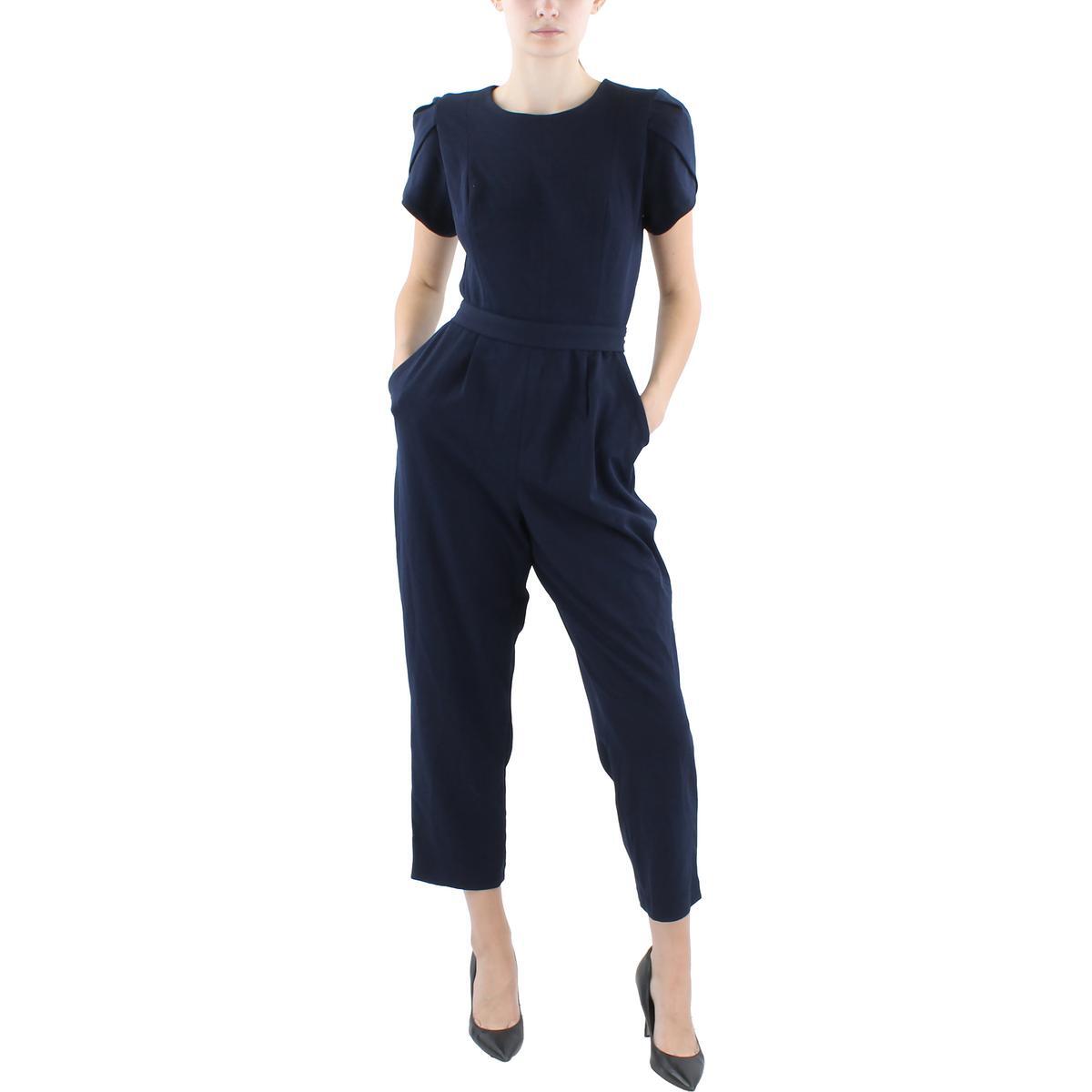 Женский темно-синий комбинезон Calvin Klein с завязками на талии и рукавами-тюльпанами 14 BHFO 6155