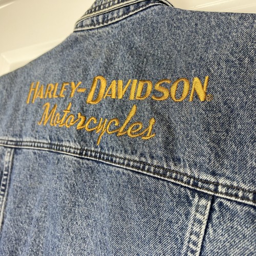 Harley Davidson Motorcycle Biker Blues Vintage Jean Embroidered Denim Vest 2XL - Picture 11 of 11