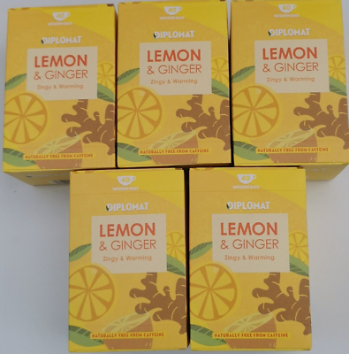 Lemon & Ginger Tea 5x40 Bags (200) – Caffeine Free Herbal Fruit