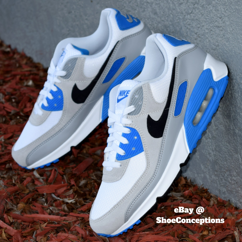Nike Air Max 90 Shoes White Black Photo Blue FN6958-102 Men's Sizes NEW