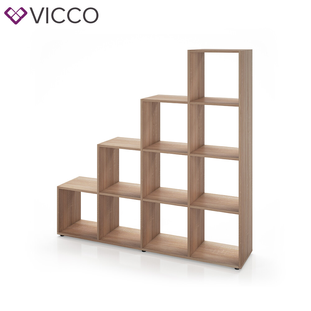 Étagère d'escalier diviseur de pièce 10 compartiments Chêne Sonoma Vicco