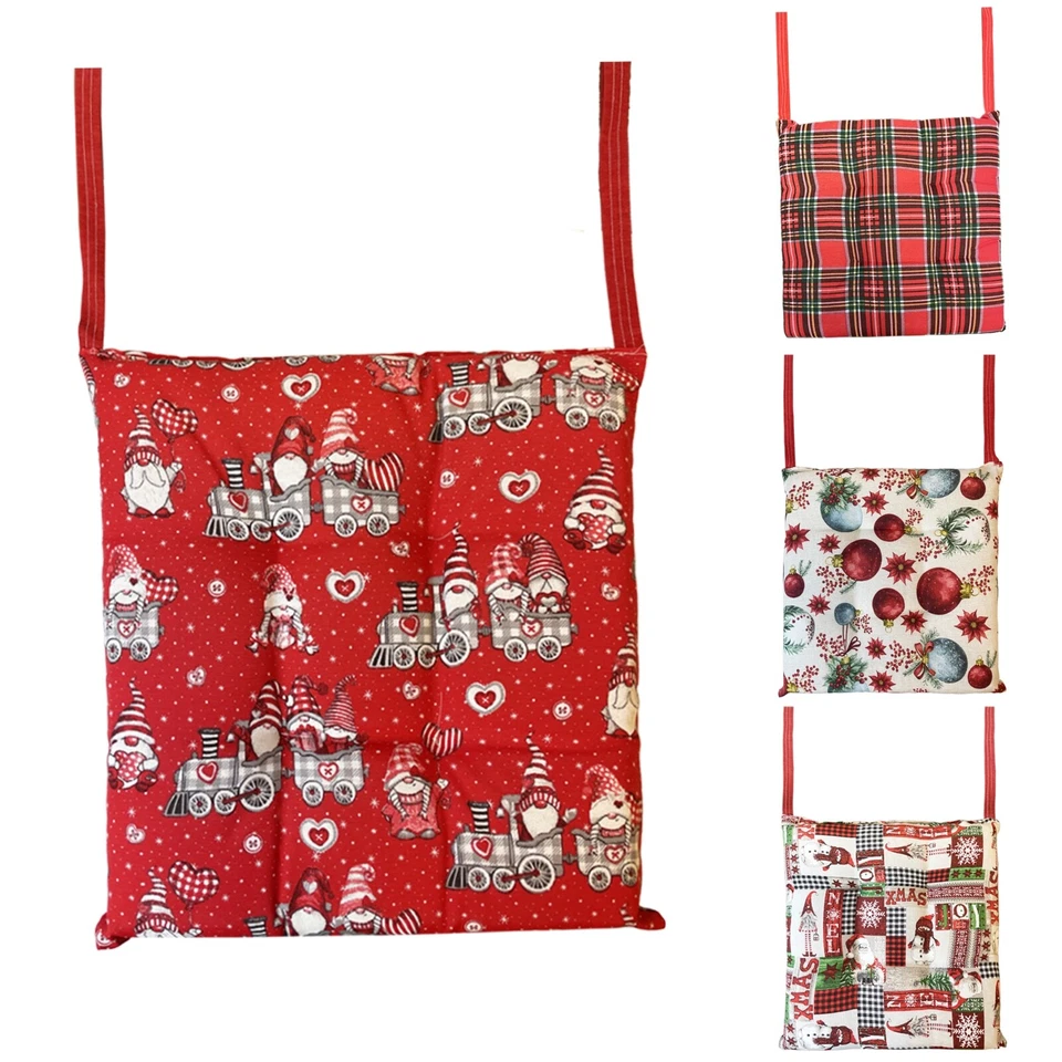 HOME TRESOR Set 2 4 6 Cuscini Sedie Cucina NATALE 40x40 cm Coprisedia Imbottiti NATALIZI