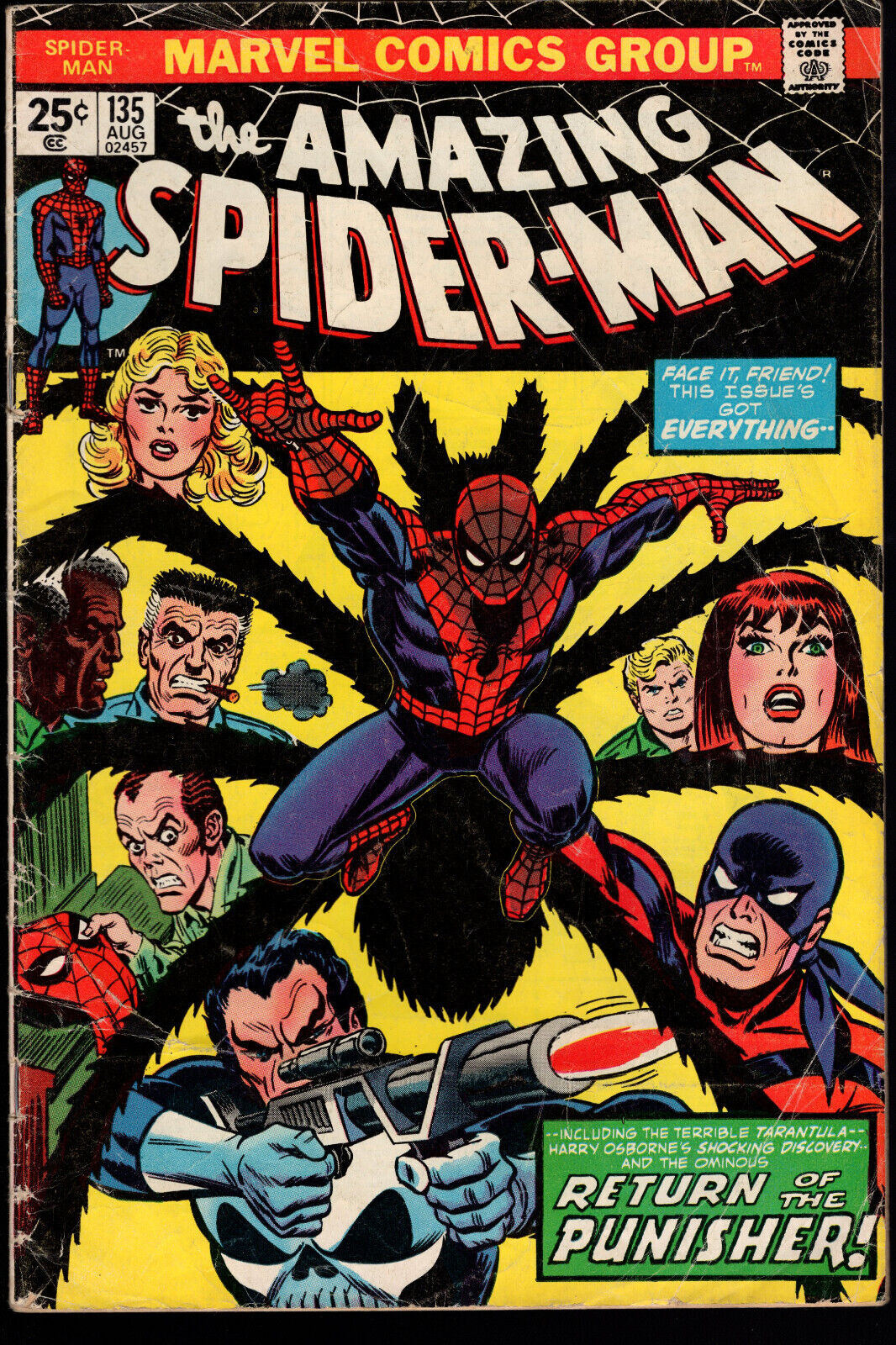 Amazing Spider-Man #135 1974 2nd Full Punisher! Low Grade. MVS Intact!