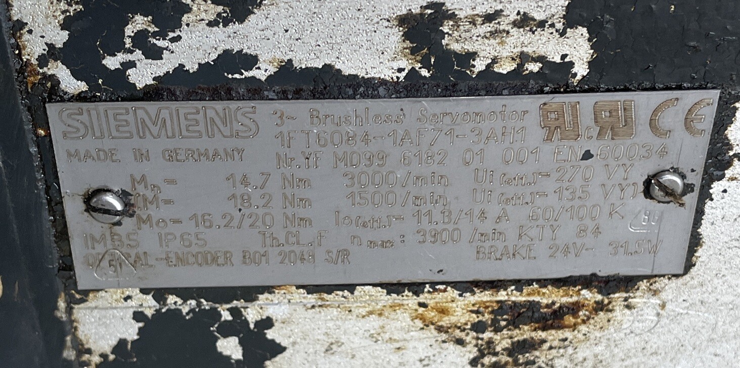Siemens 3~Brushless Servo Motor Motor Synchronous Motor 1FT6084-1AF71-3AH1