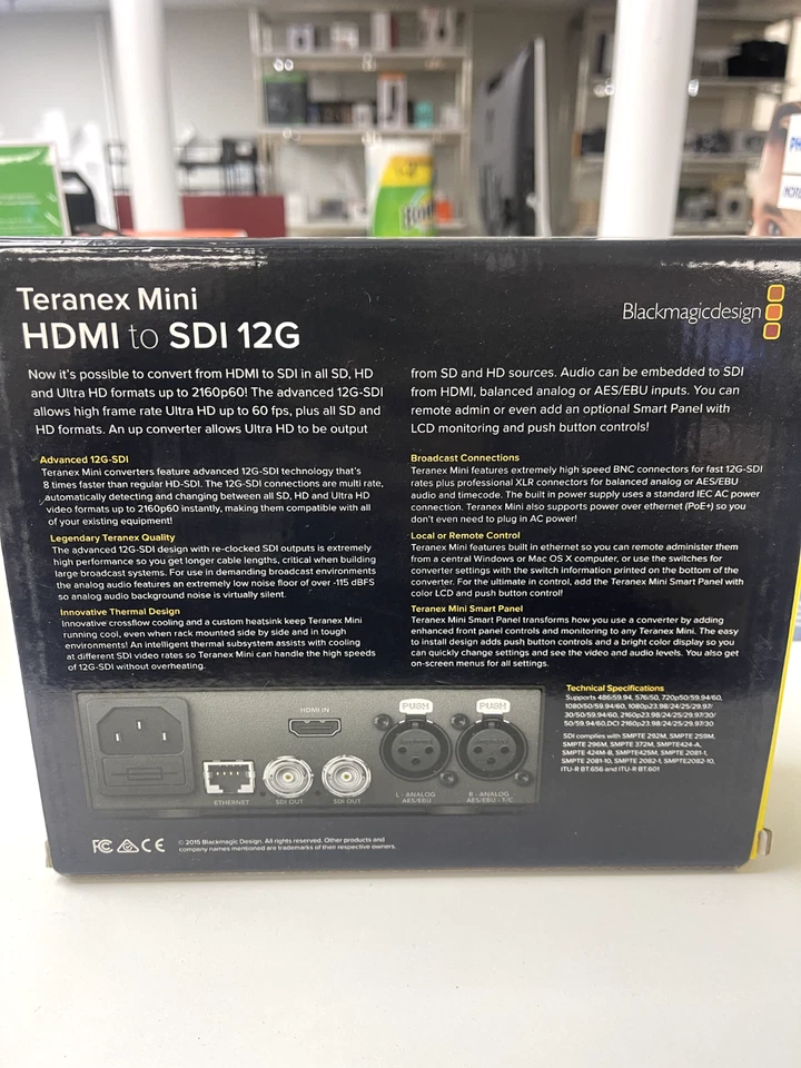 Blackmagic Design Teranex Mini HDMI to SDI 12G Converter (CONVNTRM/AB/HSDI) - Image 2 of 3