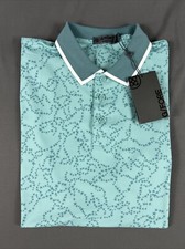 G/Fore G4 Golf Shirt Polo Star Dust Print Medium Green Polyester NWT MSRP 120