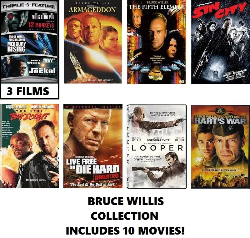 Bruce Willis 10 Film Collection DVD: Sin City, 12 Monkeys, Armageddon, Looper...