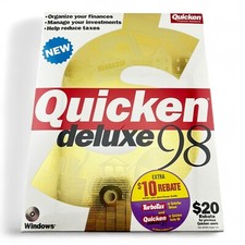 Quicken Deluxe 98 CD Windows Software Intuit Business Finance Vtg 1997 Sealed