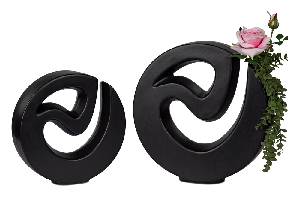 Deko Vase MODERN ART D. 32cm matt schwarz Keramik Formano - Bild 2 von 2