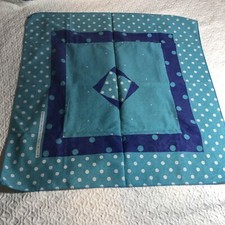 vintage blue cotton poly blend geometric polkadot square handkerchief