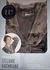 Wayland Square Ultra Soft Deluxe Bathrobe/One Size Fits Most/Charcoal New in Box