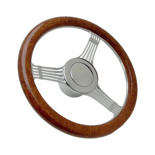 14" Steering Wheel Kit Banjo Style 9Hole Hot Rod GM Walnut Stain