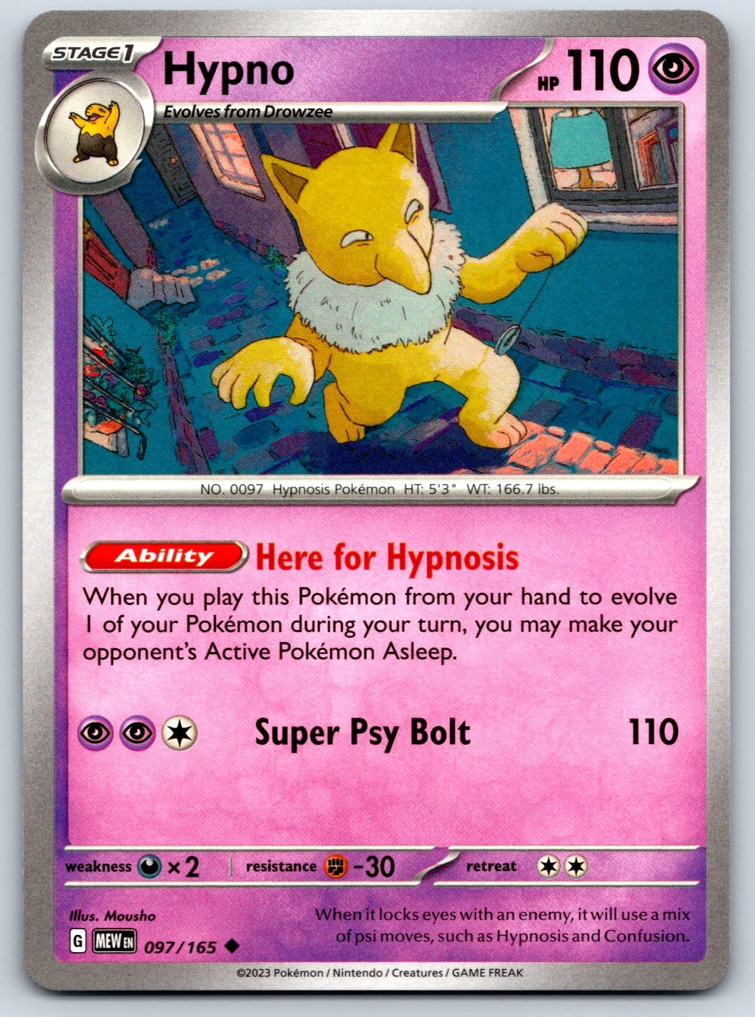 Hypno - Scarlet Violet 151 097/165 Pokemon Card NM