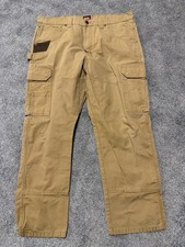 Wrangler Workwear Cargo Pants Mens Size 38x30 Brown Ripstop Cotton Straight Leg