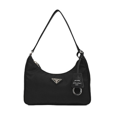 Prada Re-Edition 2005 Mini Black Nylon Logo Tote Bag Silver - Very Good #LKQ630