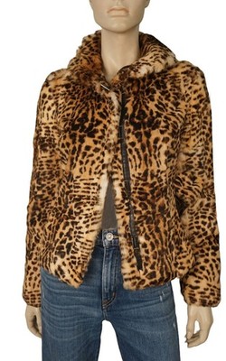 Vintage NeW JOHN RICHMOND F/W 05 sz 42 Leather Trimmed Leopard Print Fur Jacket