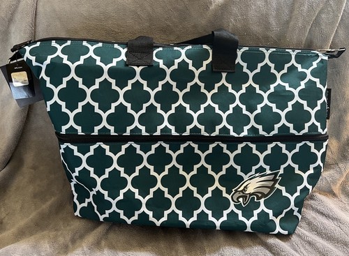 Philadelphia Eagles Quatrefoil Expandable Tote Logo Brands New Midnight Green