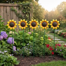 5pcs Sunflowers Yard Wind Spinners Outdoor Decoration Stakes Lawn Ornaments, ...