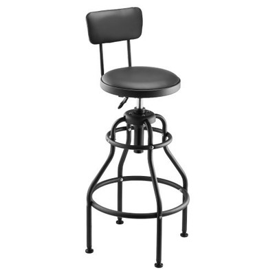 HOT/ Shop Stool w/Backrest,Pneumatic Garage Seat/Work Stool w/300 lbs Capacity,