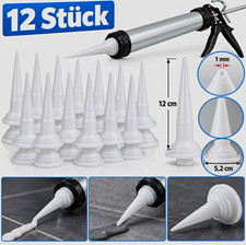 12x Kartuschend&uuml;se Wei&szlig; Kunststoff 1 mm &Ouml;ffnung 120 mm &Oslash; 52 mm