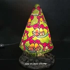 Vtg Christmas Tree Table Lamp Stained Glass Tiffany Style Holiday Light Bells