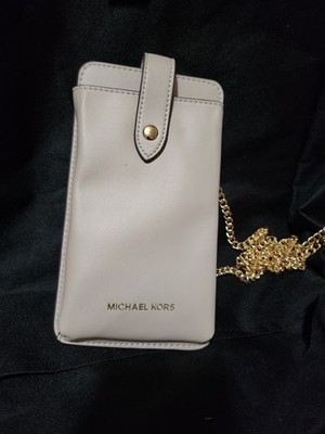 Mk Soft Pink Phone & Card Carrier With Gold Chain Strap