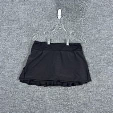 Lululemon Pace Setter Skirt Womens 6 Black Running Skort Pleated Back Tennis