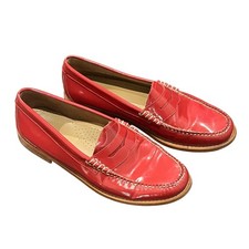 G H Bass Weejuns Whitney Cherry Red Patent Leather Penny Loafers Women 8 Preppy