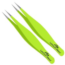Super Sharp Pointed Tweezers Precision Fine Point Tip Ingrown Green Color