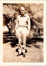Vintage WWII Era Photo US Military Soldier Portrait Palm Trees Hawaii Army